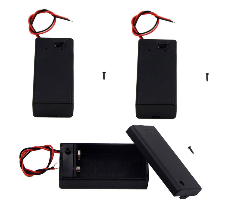 LampVPath (Pack of 3 9v Battery Holder, 9 Volt Battery Holder with Switch, 9v Battery Case with Switch - Image 1